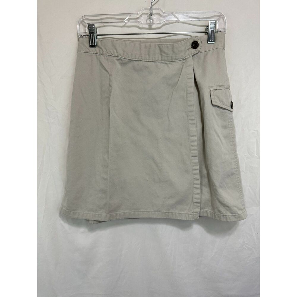 Ann Taylor Loft Women's Neutral Khaki Wrap Mini Skirt Cargo Pocket Size 2